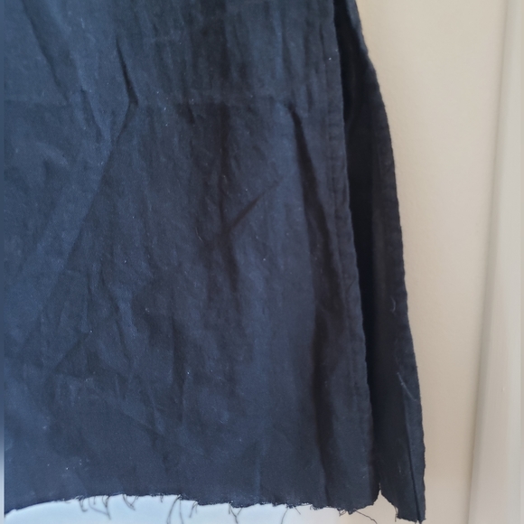 Forever 21 Black Lounging Pants 52%Linen 48%Rayon Raw Hem Ankle Slit Woman Large - Picture 6 of 9